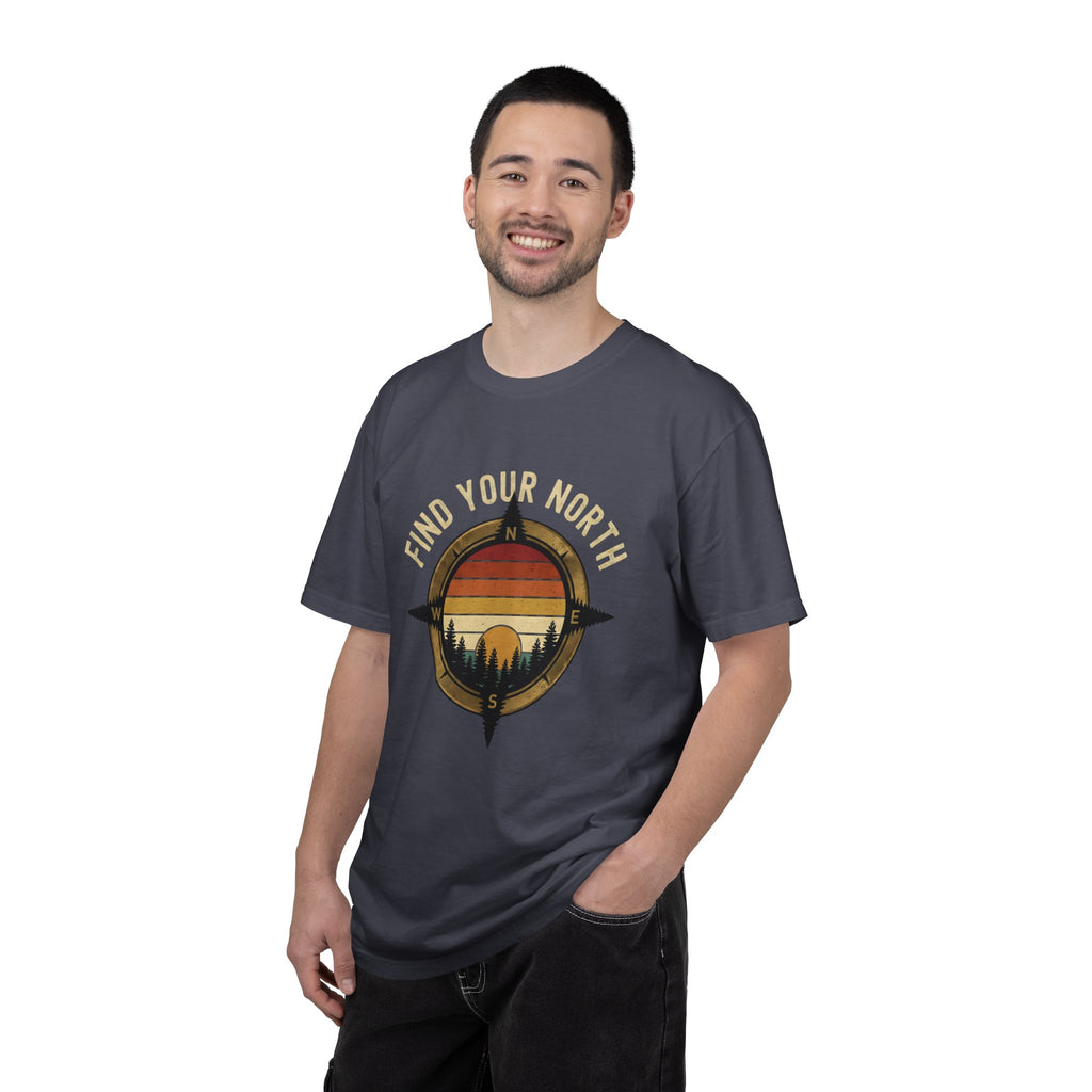 Find Your North T-Shirt — Vintage Compass Sunset Graphic Tee