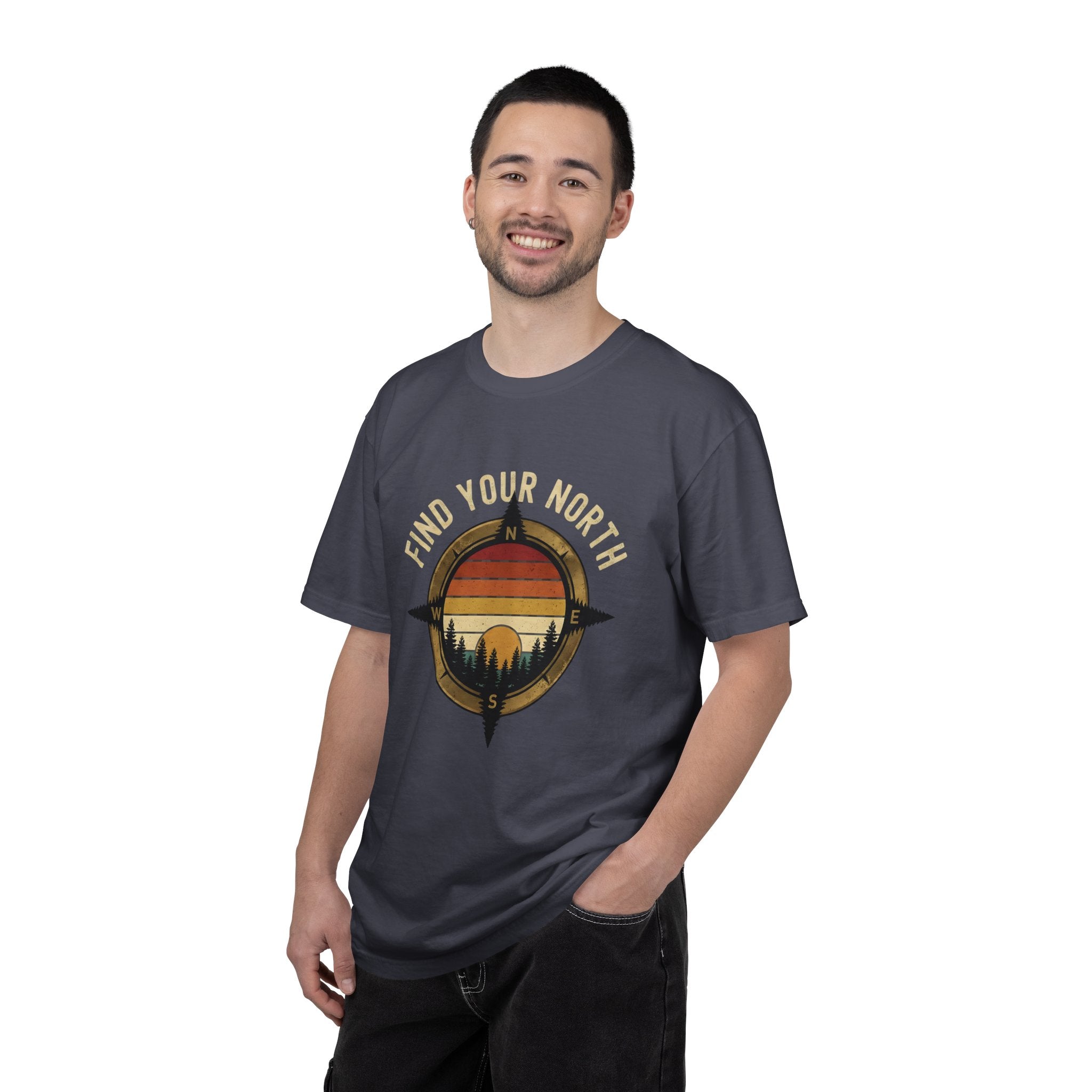 Find Your North T-Shirt — Vintage Compass Sunset Graphic Tee