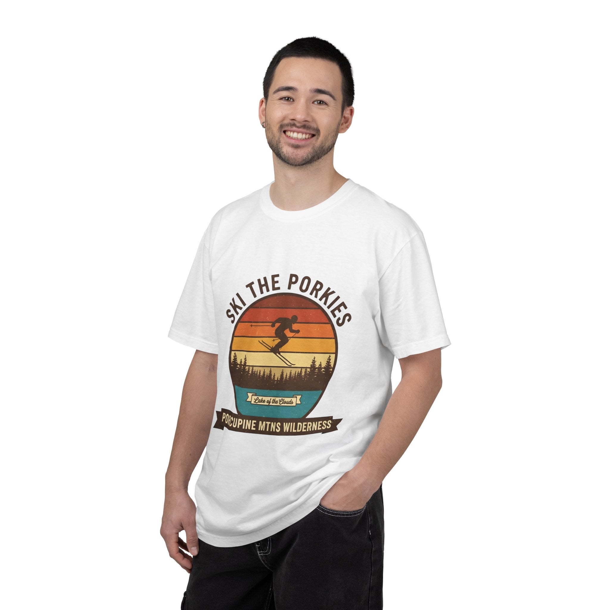 Ski the Porkies T-Shirt — Porcupine Mtns Wilderness Retro Skiing Tee