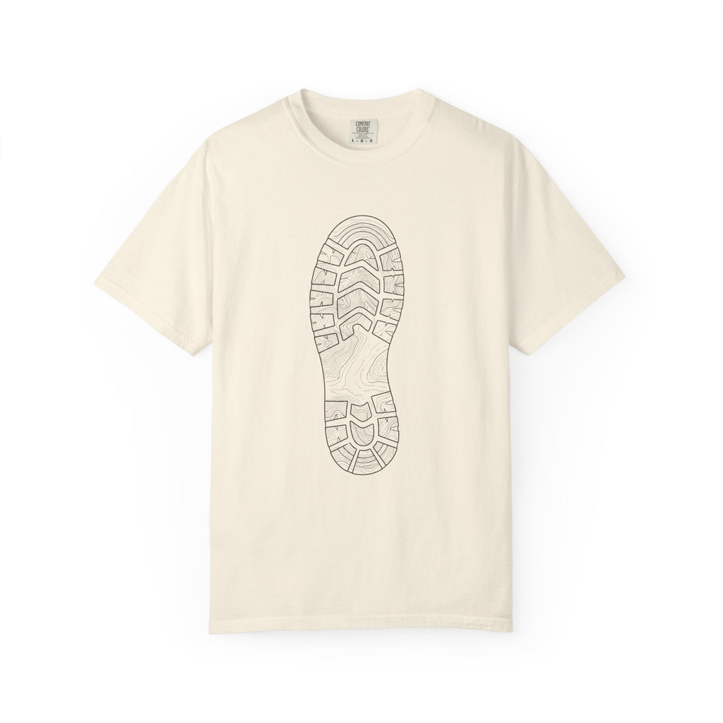 Sole Print T-Shirt — Minimal Boot Print Graphic Tee