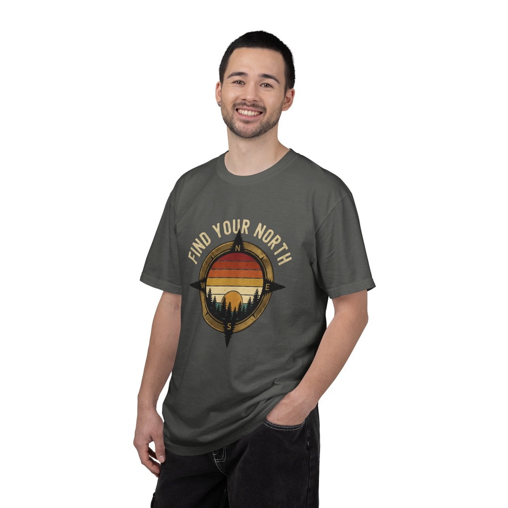 Find Your North T-Shirt — Vintage Compass Sunset Graphic Tee